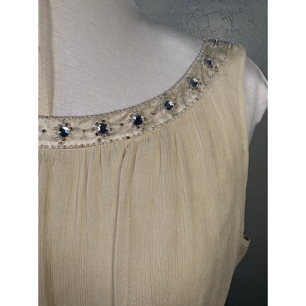 Y2K Vintage Michelle Antonelli Silk Shell XL Beaded Rhinestone Embellished - Picture 3 of 13
